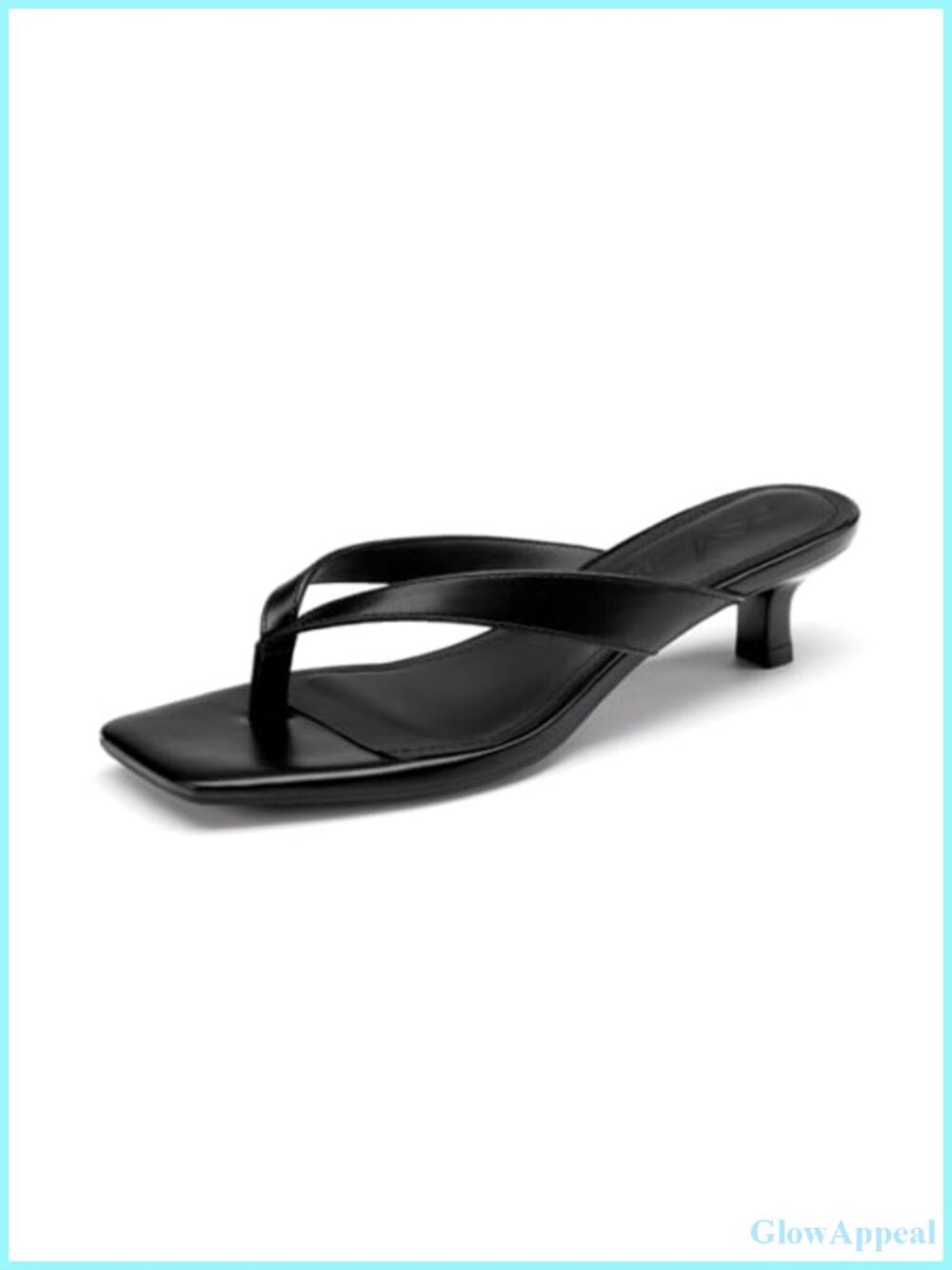 Square Toe Kitten Heel Thong Sandals Slip On